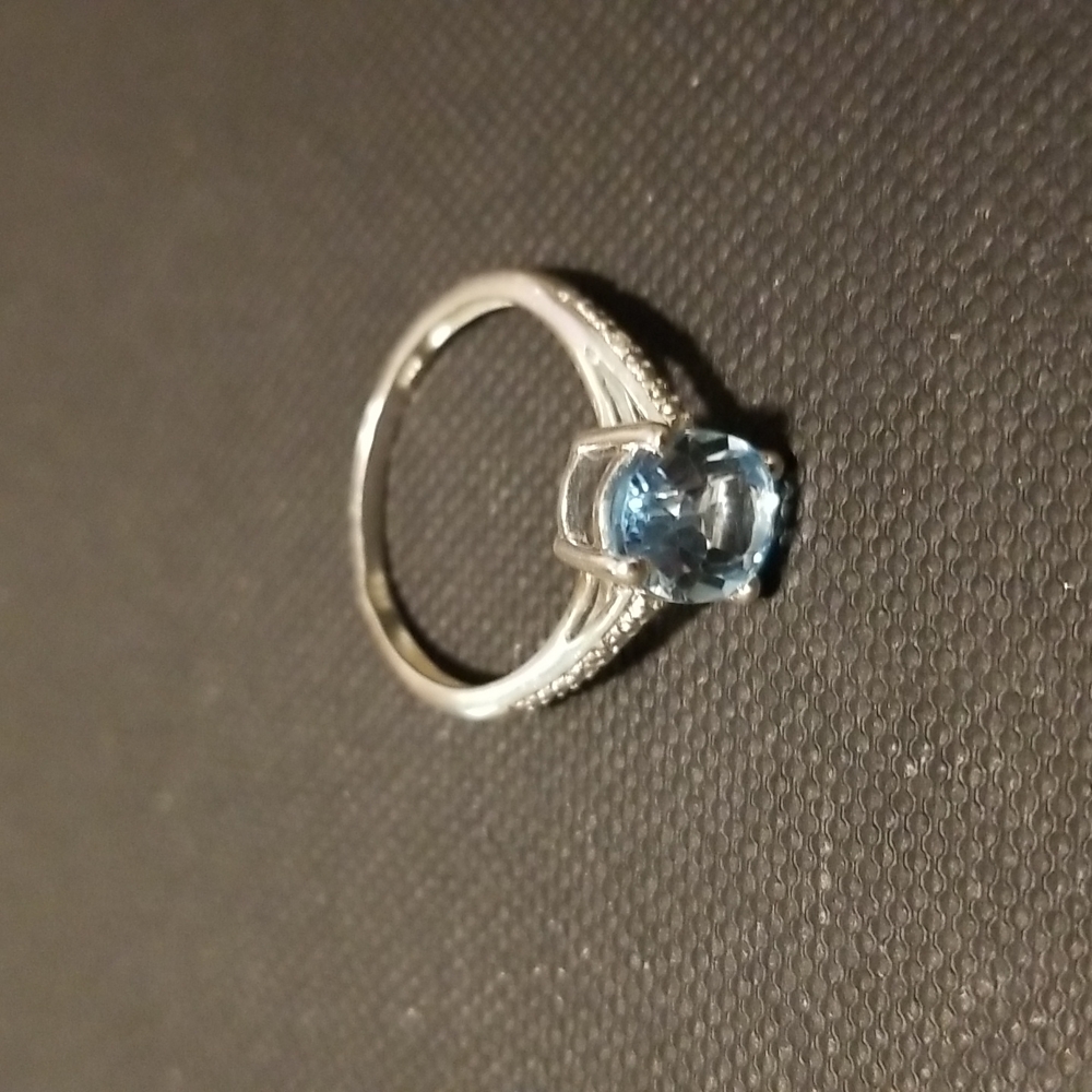 Sterling silver ring with pale blue stone